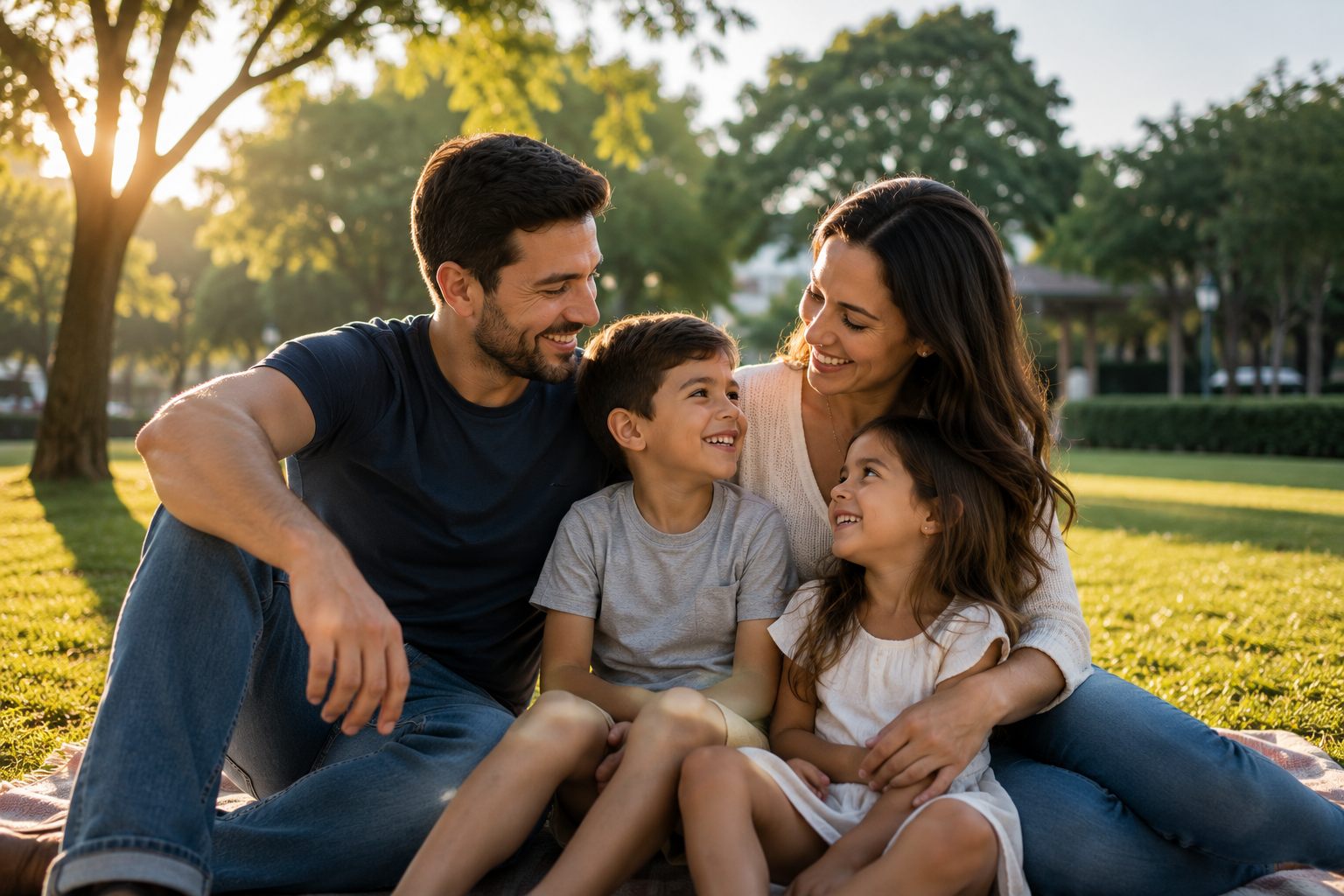 Família reunida em momento de tranquilidade